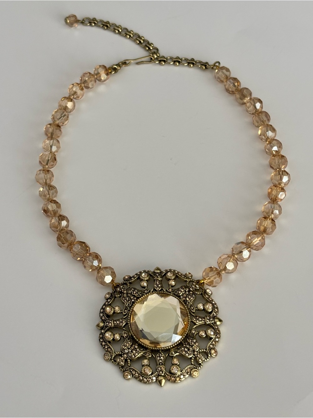 Heidi Daus Twilight Gold Retired Crystal Statement Necklace